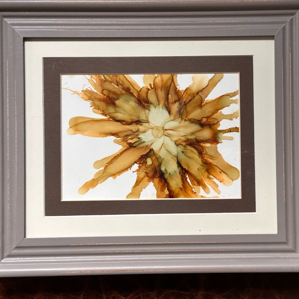 Handmade original abstract framed alcohol ink painting